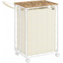 Vikbar Tvättvagn med Tvättkorg (90L), Gräddvit , 46 x 33 x 65 cm