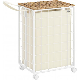 Vikbar Tvättvagn med Tvättkorg (90L), Gräddvit , 46 x 33 x 65 cm