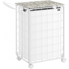 Vikbar Tvättvagn med Tvättkorg (90L), Vit, 46 x 33 x 65 cm