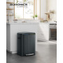 Soptunna med 2 Fack Rostfritt stål 2 x 20L Pedalhink Green-Grey