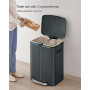Soptunna med 2 Fack Rostfritt stål 2 x 20L Pedalhink Green-Grey