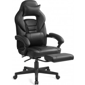 Gamingstol med Benstöd Svart Läder Belastning upp till 150 Kg