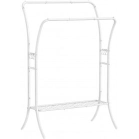 Klädställning metall dubbel stång 100×46×155 cm vit belastning 115 kg