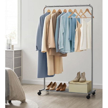 Klädställning metall med hylla & hjul 91×40,5×158 cm grå stål belas...