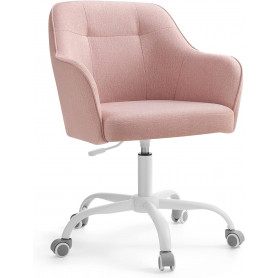 Kontorsstol Fåtölj Rosa med Vit Bas - Belastning upp till 110 kg
