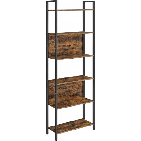 Bokhylla med 6 Hyllor Industriell Vintage Brun 60 x 24 x 186 cm