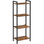 4-vånings Bokhylla 40 x 24 x 107 cm Industriell Vintage brun