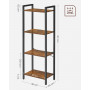 4-vånings Bokhylla 40 x 24 x 107 cm Industriell Vintage brun