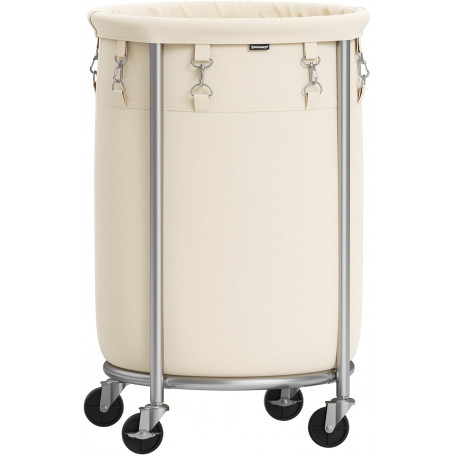 Robust Tvättkorg Med Rullbar Ställ 70 Liter - Gräddvit