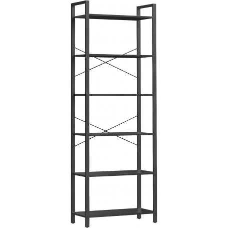 6-Vånings Bokhylla 80 x 30 x 186 cm Industriell Svart