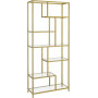 Bokhylla Guld Uppdelat Nivåer Glashyllor 80 x 30 x 180 cm