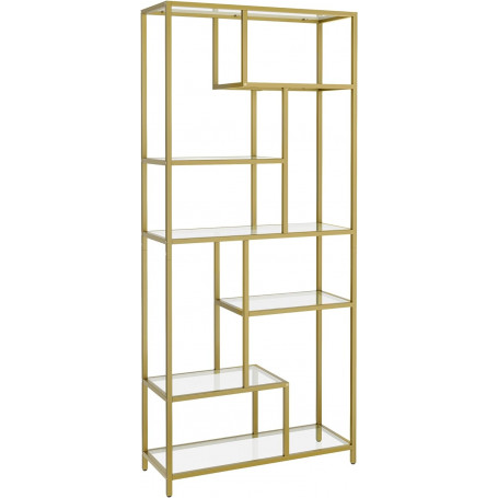 Bokhylla Guld Uppdelat Nivåer Glashyllor 80 x 30 x 180 cm