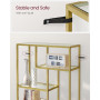 Bokhylla Guld Uppdelat Nivåer Glashyllor 80 x 30 x 180 cm