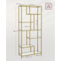 Bokhylla Guld Uppdelat Nivåer Glashyllor 80 x 30 x 180 cm