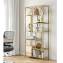 Bokhylla Guld Uppdelat Nivåer Glashyllor 80 x 30 x 180 cm