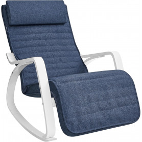 Gungstol med justerbart fotstöd 67×115×91 cm björkträ metall blå vi...