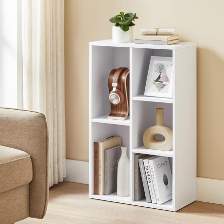 Bokhylla med 5 Öppna Fack - Vit