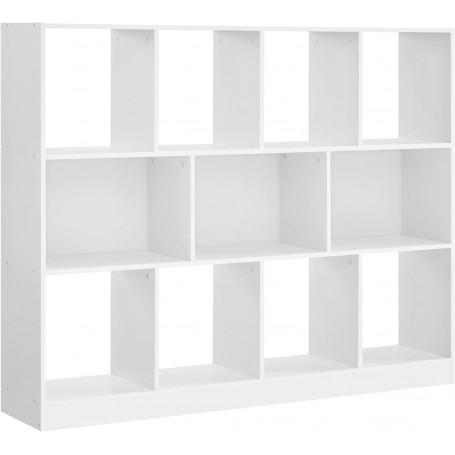 Bokhylla med 11 Kub Förvaringsfack Vit 126 x 30 x 100 cm