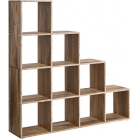 Steg Bokhylla med 10 Fack Rumsavdelare Karamell Brun 129,5 x 29 x 1...
