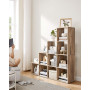 Steg Bokhylla med 10 Fack Rumsavdelare Karamell Brun 129,5 x 29 x 1...