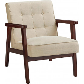 Fåtölj Skandi Design Tyg Ljusgrå - Beige/Mörkbrun