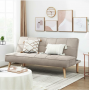 Bäddsoffa 3 Sits Beige Linnetyg 175 x 83 x 76 cm