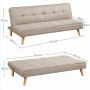 Bäddsoffa 3 Sits Beige Linnetyg 175 x 83 x 76 cm