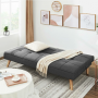 Bäddsoffa 3 Sits Mörkgrå Linnetyg 175 x 83 x 76 cm