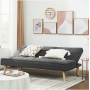 Bäddsoffa 3 Sits Mörkgrå Linnetyg 175 x 83 x 76 cm