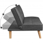 Bäddsoffa 3 Sits Mörkgrå Linnetyg 175 x 83 x 76 cm