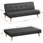 Bäddsoffa 3 Sits Mörkgrå Linnetyg 175 x 83 x 76 cm