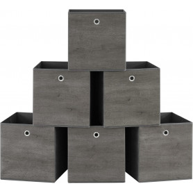 Förvaringslådor 6-pack 33 x 33 x 33 cm Tyg Mörkgrå