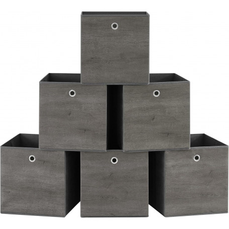 Förvaringslådor 6-pack 33 x 33 x 33 cm Tyg Mörkgrå