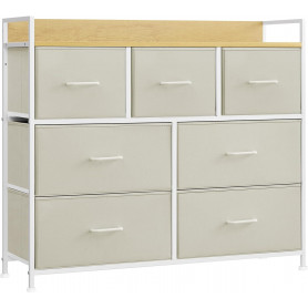 Byrå med 7 Tyglådor 98 x 28,5 x 85 cm Beige / Ek