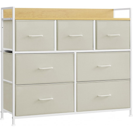 Byrå med 7 Tyglådor 98 x 28,5 x 85 cm Beige / Ek