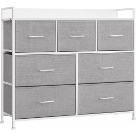 Byrå med 7 Tyglådor 98 x 28,5 x 85 cm Grå / Vit