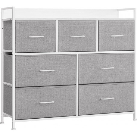 Byrå med 7 Tyglådor 98 x 28,5 x 85 cm Grå / Vit