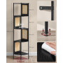 Hörnhylla 5 våningar 32×32×156 cm MDF & stål rottinglook svart ek