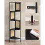 Hörnhylla 5 våningar 32×32×156 cm MDF & stål rottinglook svart ek