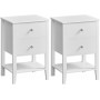 Sängbord 2-pack - sidobord med 2 lådor, öppen hylla