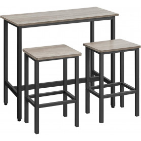 Barbord Set Med 2 Barstolar 100 x 40 x 90 cm Industriell Greige-svart