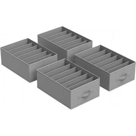 Läder Organizer Lådor 4 st Grå 42 x 30 x 17 cm