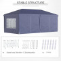 Hopfällbar Partytält 6 x 3 m Stålram Blå