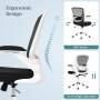 Ergonomisk Kontorsstol med Fäll-upp Armstöden, justerbart svankstöd - Vit