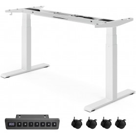 Höj- och Sänkbart Stativ Ram till skrivbord Vit passar Skiva upp ti...