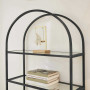 Bokhylla Båge Metallram med Glashyllor 5-våning Svart 183,5 x 83 x 30,2 cm