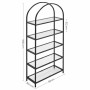 Bokhylla Båge Metallram med Glashyllor 5-våning Svart 183,5 x 83 x 30,2 cm