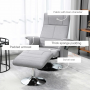 Massagefåtölj med Fotpall, Tiltfunktion, Ljusgrå - Silverbas