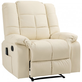 Massagefåtölj med Fotstöd, Lutningsfunktion krämvit Läder 94 x 99 x...