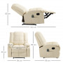 Massagefåtölj med Fotstöd, Lutningsfunktion krämvit Läder 94 x 99 x...